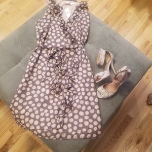 Blush pink and grey faux wrap dress